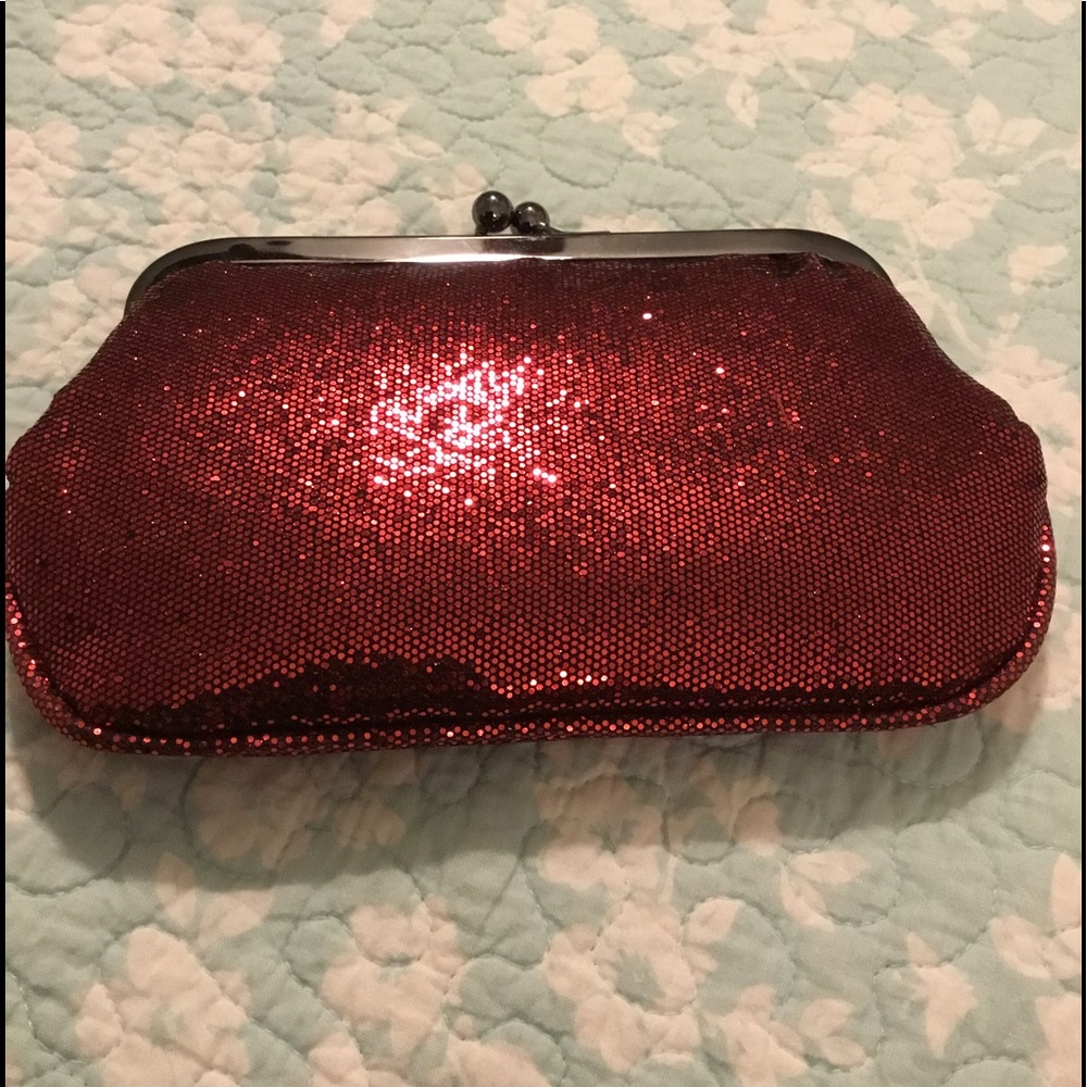Red sparkly clutch